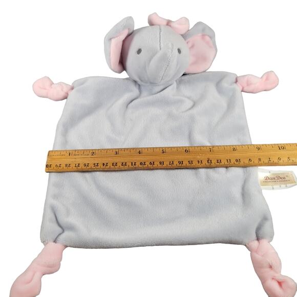 Dan Dee Baby Elephant Lovey Blanket Gray Pink Plush Rattle Security Blanket Toy - Picture 4 of 16